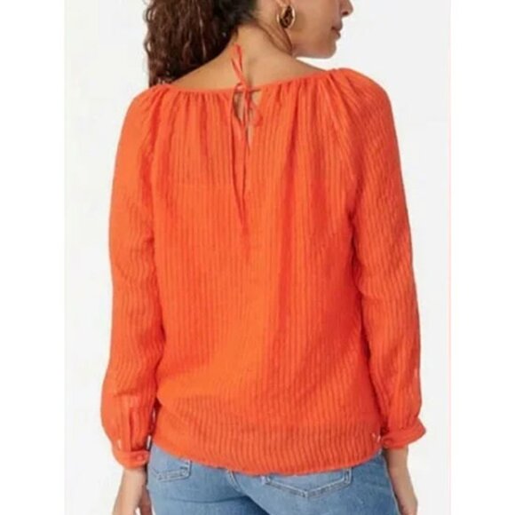 NWT 2-PC SET Shadow Stripe Blouse & Camisole XXS J Crew Brilliant Sunset Orange - Picture 2 of 8